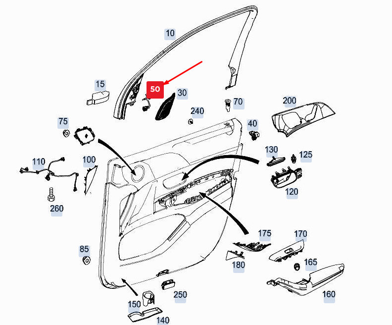 MERCEDES-BENZ GLE W167 Dreieckige Spiegelleuchte für rechte Tür, A1679064002