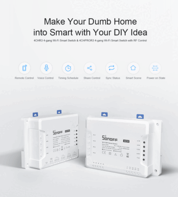 Sonoff 4CHR3/PROR3 Wi-Fi Switch Smart 4Way Switch for Alexa APP Control