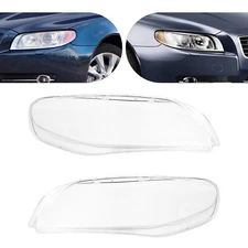 Pair Left+Right Side Headlamp Lens Cover Headlight Cover For Volvo S80 2007-2016