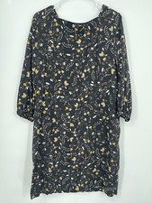 GAP Women's Black Floral Print Long Sleeve V Neck Dress Size M
