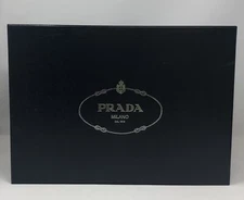 Authentic Prada Milano EMPTY Silver & Dark Navy Shoe Box 13.5 x 9.5" x 5"