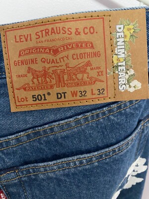 Denim tears x Levi's cotton wreath 501 jeans dark Wash | eBay