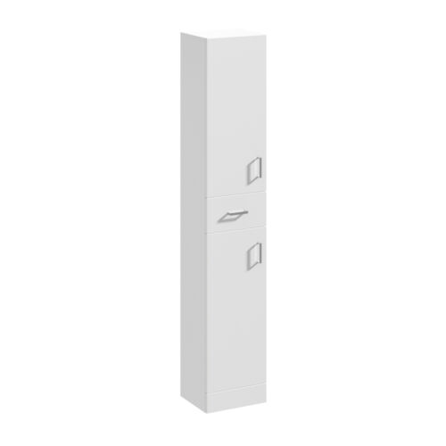 Slimline Floor Standing Bathroom Tall Unit - 350mm - Gloss White