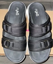 Women's Ryka Devotion Slides, Sandals, Black, Size 6, New In Box