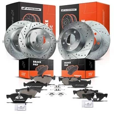 A-Premium Drilled Brake Rotor & Ceramic Brake Pad Front & Rear for BMW 325i 328i