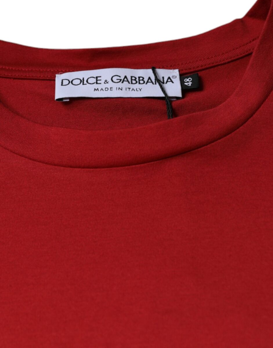 DOLCE & GABBANA T-shirt Red Cotton DG Logo Print Crew Neck DOLCE & GABBANA T-shirt Red Cotton DG Logo Print Crew Neck