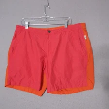 Onia Men Swim Trunks Shorts 38 Orange Color Block Beach Pool Vacation Pockets