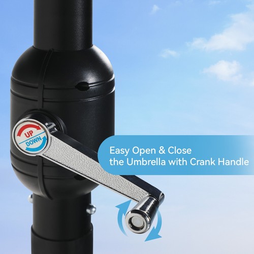 15 FT Patio Umbrella Double-Sided Outdoor Market Crank Umbrella with Stand Base - Picture 6 of 13