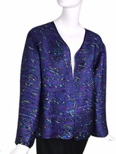 Chico's size 2 Large LG Fabulous Silk Bands Purple Multicolored Women's Jacket