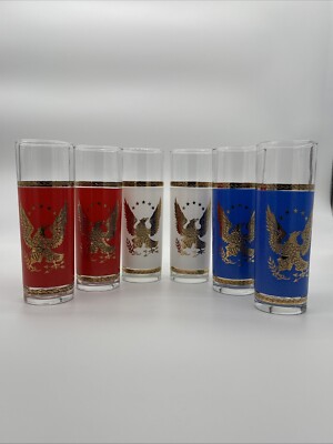 Vintage Commerative Bicentennial Libbey Collins Glasses, Set Of 6