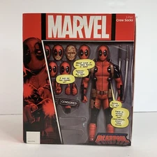 MARVEL-Deadpool Socks - 3 Pair Crew Socks (New In Box)