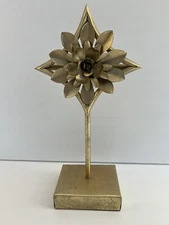 Gold Metal Flower Free Standing Table Mantle Home Decor 12”