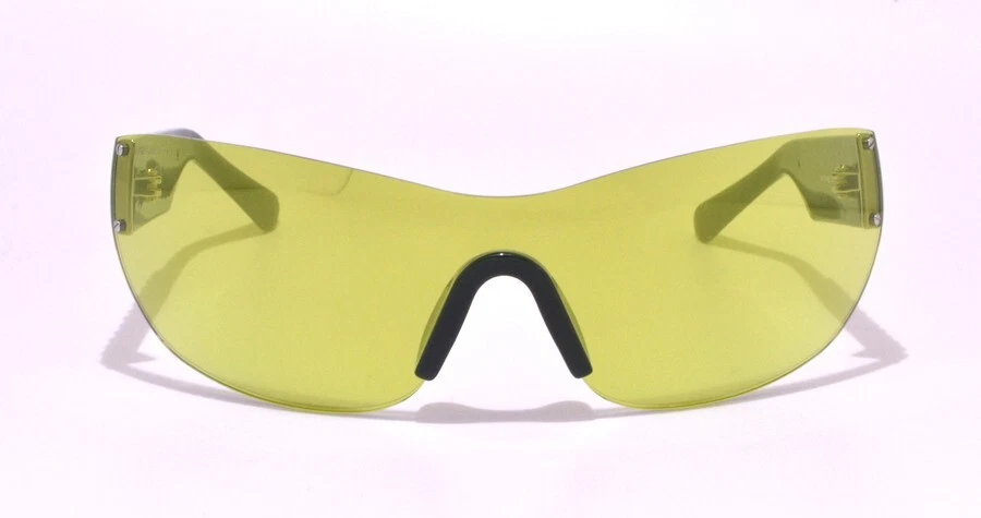 Swarovski Crystal Detail Mirrored Rimless Shield, Lightweight Wraparound SK0364 Swarovski SK0363 30X Shiny Deep Gold/Blue Mirror Shield  main image 4