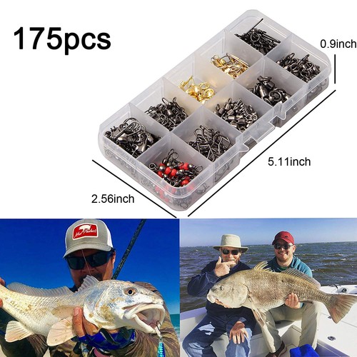 Fishing Swivels Snaps Kit Rolling Barrel Swivel Lure Connector Tackle Box 1#-10# - Picture 48 of 48