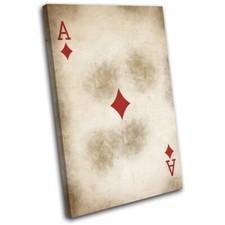 Ace of Diamonds Shabby Chic Vintage SINGLE CANVAS WALL ART Picture Print
