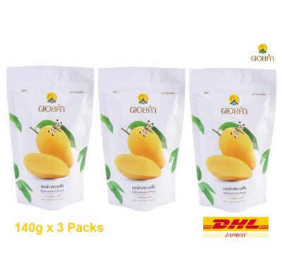 3 x Dehydrated Mango DOI KHAM Made From Natural Tropical Thai Fruit 140g Halal