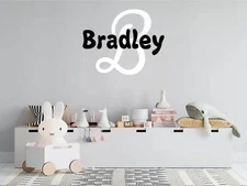Custom Name and Initial Nursery Baby Boy Wall Decal Vinyl Sticker