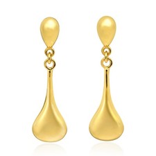 Classy Teardrop Gold Vermeil Over Sterling Silver Post Dangle Earrings