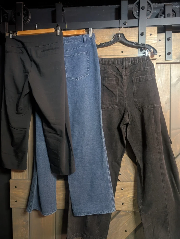 3Women'sPantsSize 16: Scoop Black Wide Leg Cargo, DreamJeannes Soft,Apt 9 Capris - Image 2 of 4