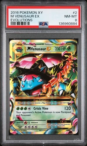 2016 POKEMON XY EVOLUTIONS #2 M VENUSAUR EX PSA 8