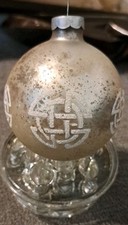 Vtg Lot 3 Gold Mica Stenciled Merc Glass Ornament Celtic Knot Made In USA
