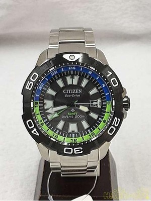 Citizen Promaster BJ7128-59G Eco-Drive Gmt Edelstahl Taucher 200M Solar Mens Uhr