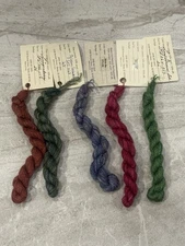 The Gatherer Hand Dyed Sheep’s Silk & Wool Needlepoint Floss lot of 5