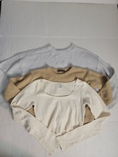 Brandy Melville LOT 3 Crop Sweatshirt Top OS Long sleeves Stretch Cotton