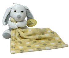 LITTLE BEGINNINGS Puppy Dog Lovey Plush White Yellow Security Blanket NWT Lovie