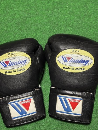 Winning Boxing Gloves 8 oz MS-200 Black Leather Used Excellent From Japan