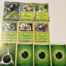 Pokémon TCG Lot 10 Cards Meowscarada Floragato Scyther Grass Energy
