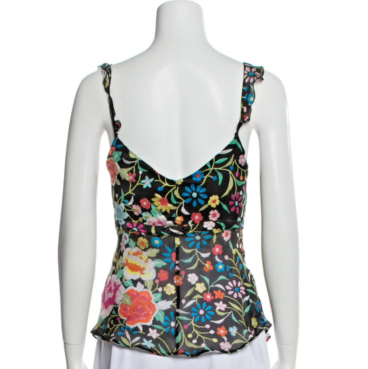 Roberto Cavalli 2004 Silk Floral Print Tank Top Size S image 3