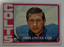 Topps 1972 Johnny Unitas #165 Baltimore Colts NFL Base Set Football Card