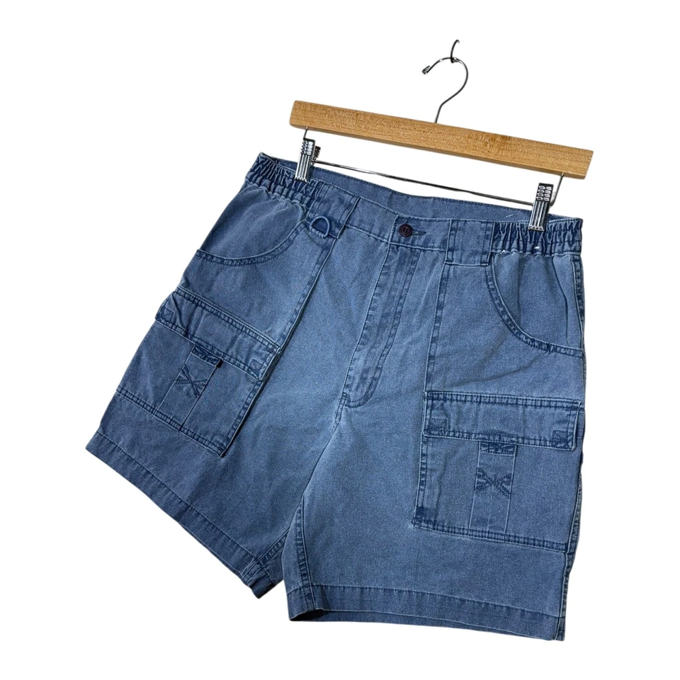 Pantalones cortos cargo vintage Hook & Tackle azules para hombre 34 Foto 4 de 4
