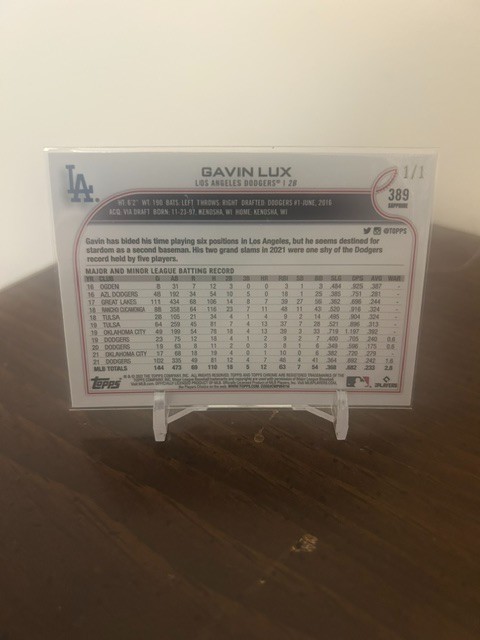 2022 Topps Chrome Gavin Lux SUPERFRACTOR 1/1 DODGERS view 4
