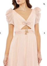 NWT Mac Duggal 68187 Tea Length Keyhole Puff Sleeve Dress Size 6 MSRP $498