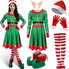 Breathffy 10 Pcs Christmas Elf Costumes for Women Christmas Elf Outfit Dress ...