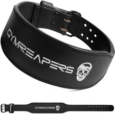 Gymreapers Leather Weightlifting Belt Powerlifting Squat Deadlift Lower Back Sup
