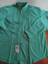 Men's Chaps Dress Shirt Classic Fit Emerald-White Hthr Cotton-Poly 16 1/2  36/37