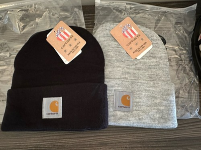 #ad Pair Carhartt A18 Winter Beanie Hat for Unisex Adults Black And Gray Ski Cap $19.99