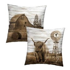 Highland Cow Throw Pillow Covers 18X18 18" x 18" Pack of 1 Farm Cow Barn