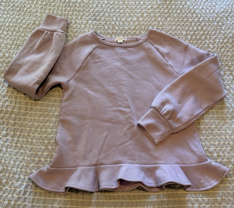 J. Crew CrewCuts Youth Girls Purple Ruffle Fleece Sweater Size: 12 (NWOT)