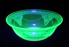 Uranium Glass Green Federal Georgian Lovebirds Small Berry Bowl UV GLOWY GLASS