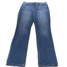 D. Jeans Stretch Skinny Jeans 12 Exposed Button Fly Med Wash Straight Leg Eco Fr