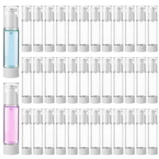40 PCS 50ml Travel Airless Pump Bottles Lotion Shampoo Cosmetic Refillable Di...
