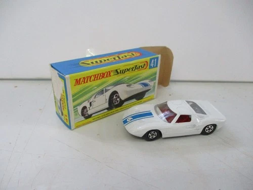 Matchbox Lesney Superfast SF41 Ford GT- white, BLACK BASE, boxed