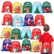 48 Pcs Christmas Drawstring Backpack Gift Bags Bulk Christmas Goody Treat Bag...