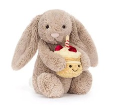Jellycat Bashful Beige Bunny 'Birthday' - Brand New With Tags - FAST DISPTACH DE