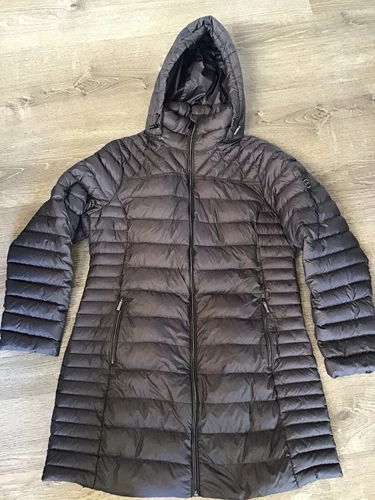 Michael Kors donna L grande impacchettabile cappotto piumino trapuntato cappuccio giacca lunga parka