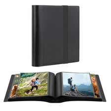 Photo Album 5X7 Holds 64 Photos Black Inner Pages With Strong Elastic Ban